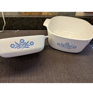 Vintage Corning Ware Blue Cornflower Casserole Set 2 Square Dishes